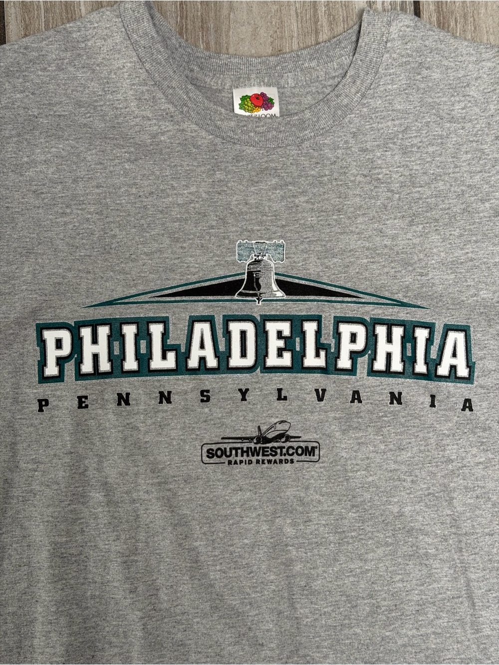 Fruit of the Loom Gray Philadelphia Graphic Tee with Teal Accents